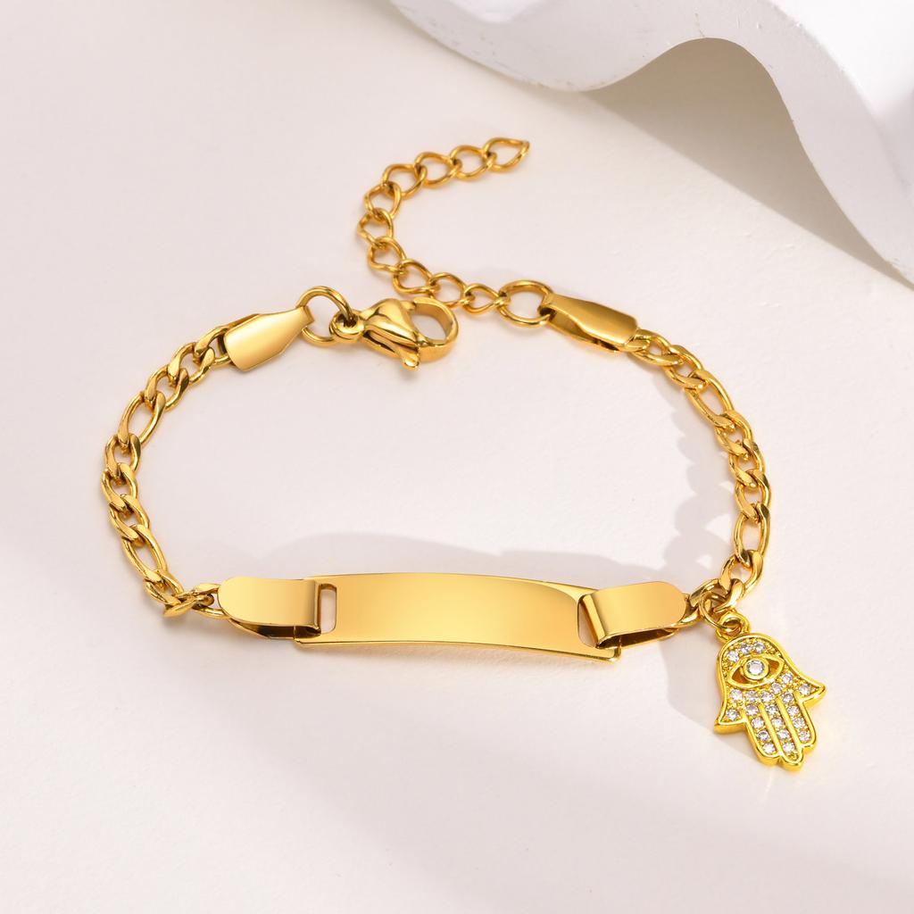 Free Engraving Custom Name ID Bracelet, Stainless Steel Charm Cuban Link Chain Bracelet For Gilrs Boys