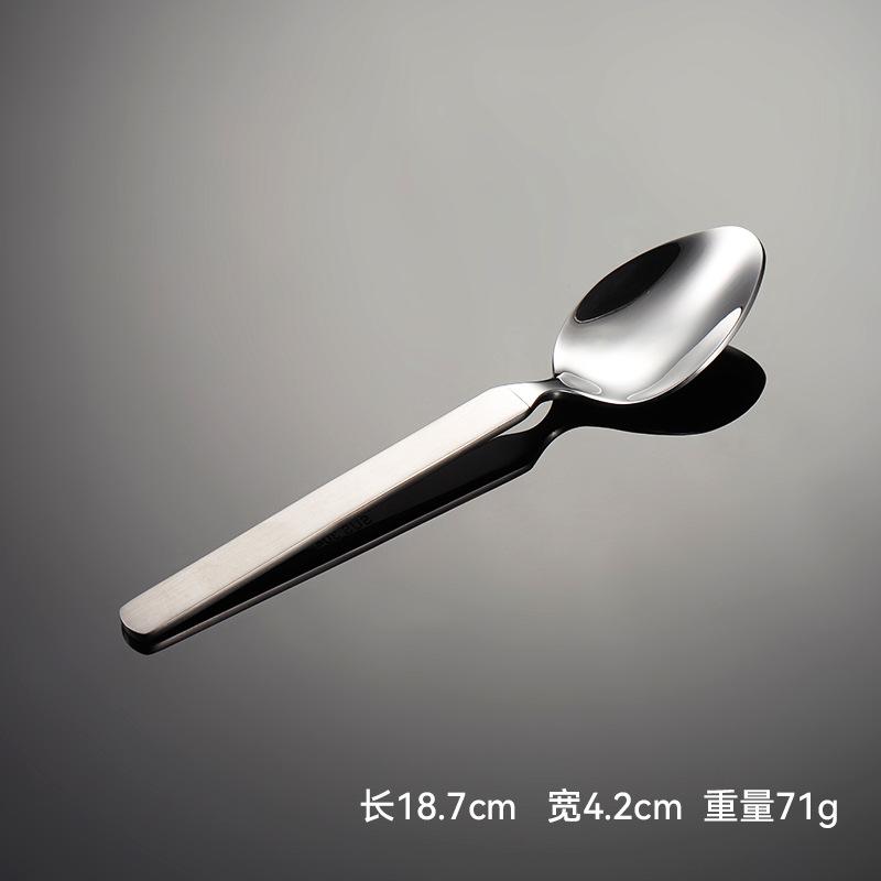 304 stainless steel western food spoon square handle sanded handle bright spoon head thick and heavy multi-specification hand throwing round edge