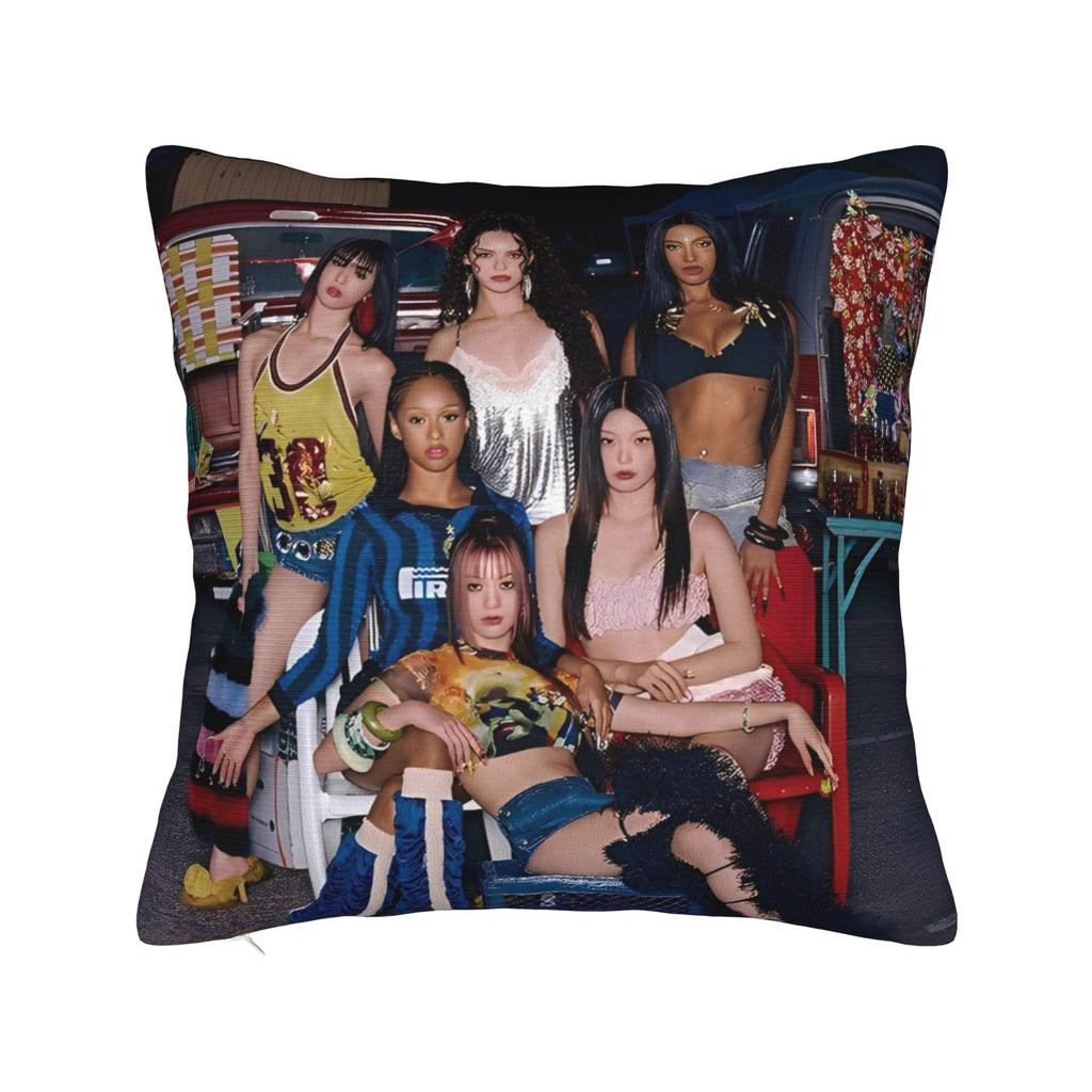 Katseye Kpop Stil Quadratische Kissenhülle Polyester Überwurf Kissen Koreanischer Stil Neuheit Kissenbezüge