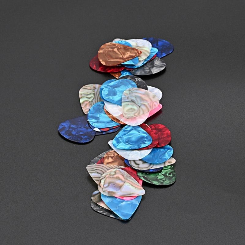 50 Pcs/Set Colorful Celluloid Guitar Picks 0.46mm Guitar Picks for Ukulele Bass