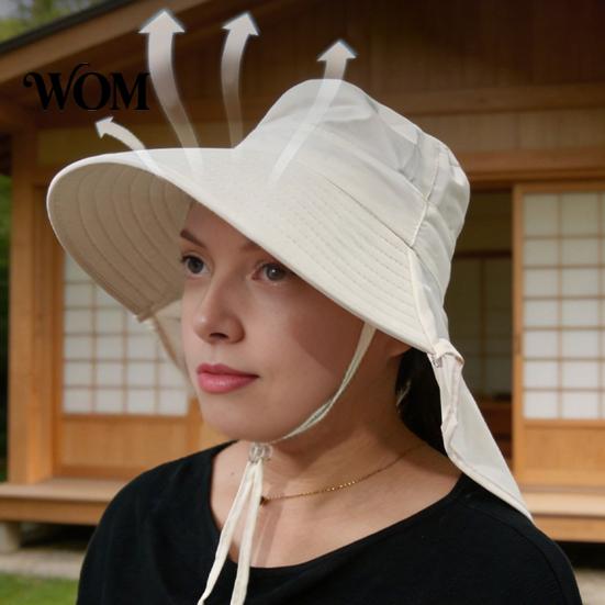 Wide Brim Sun Hat for Women with Neck Flap, Packable Lightweight Summer Hiking Beach Hat, UV Protection Travel Commuting Foldable Flap