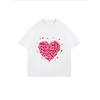 White Oversized T-Shirt With Heart Pattern For Casual Wear