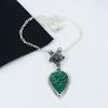 Natural Malachite Gemstone Handmade 925 Sterling Silver Electroform Flower Necklace, Malachite Silver For Wife Unisex Pendant Esater Gifts