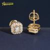Hot Sale Style Iced Out Top Quality Screw Back Hip Hop 925 Sterling Silver Lab Grown Diamond Earrings