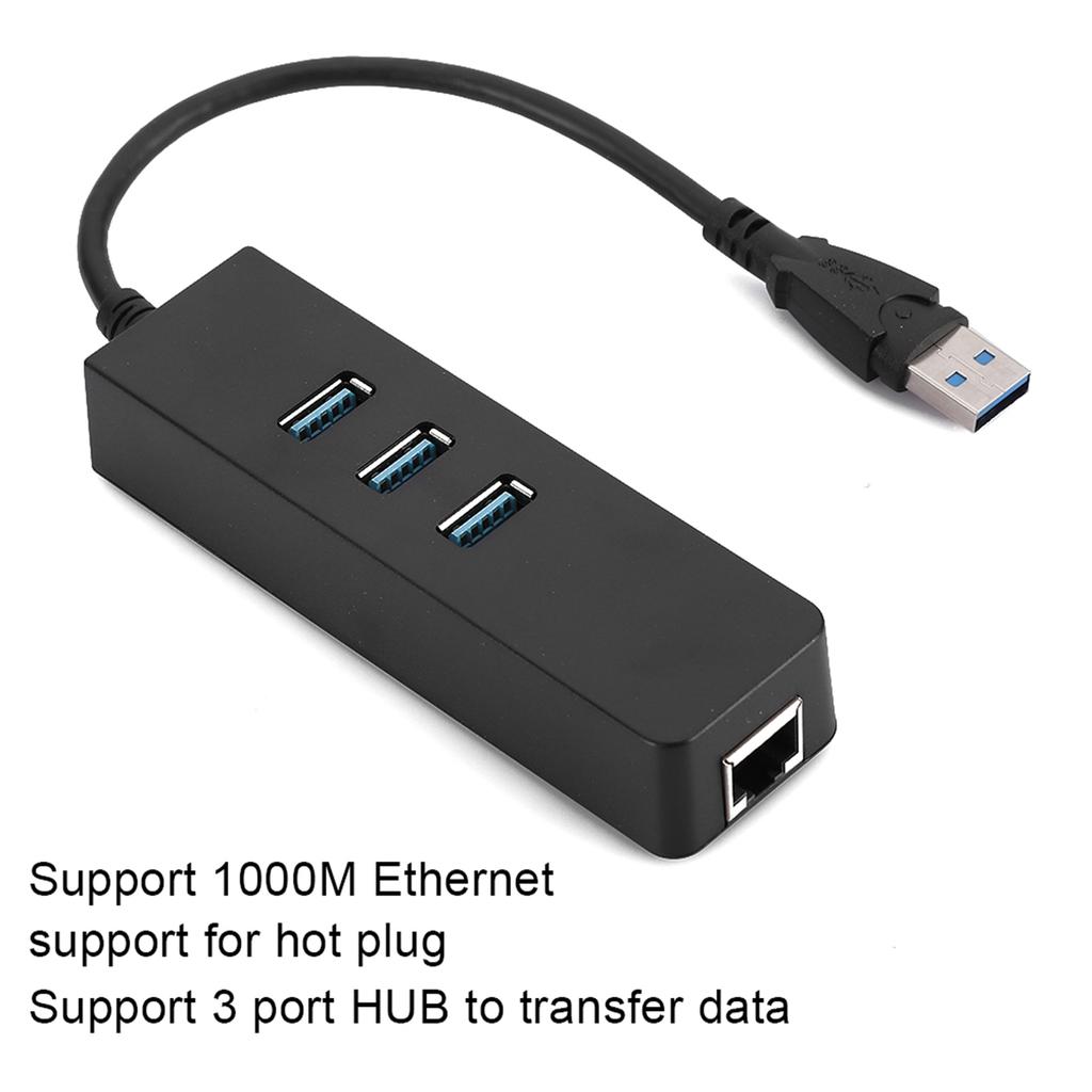 DM HE27 RTL8153 USB 3.0 Ethernet Converter Adapter with 3 Port 3.0 HUB To RJ45 Drive Free