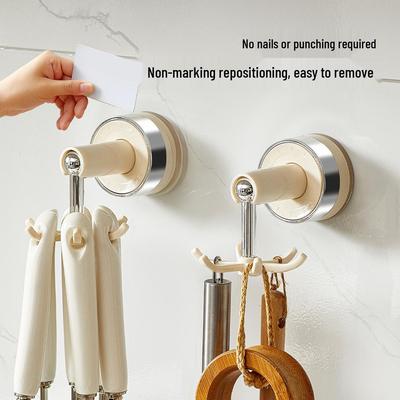 Six-Claw Rotating Suction Cup Wall Hooks: No-Drill Storage for Kitchen & Bathroom.