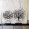Metal Handicrafts Artificial Plants Tree Trunk Statue Branch Decorative Figurines Geometric Ring Home Decoration Accessories