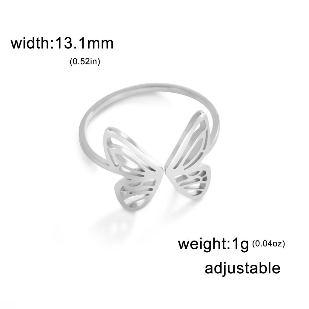 Cazador Adjustable Butterfly Women's Ring Gold Color Stainless Steel Finger Rings Jewelry Trendy Wedding Birthday Gift Wholesale