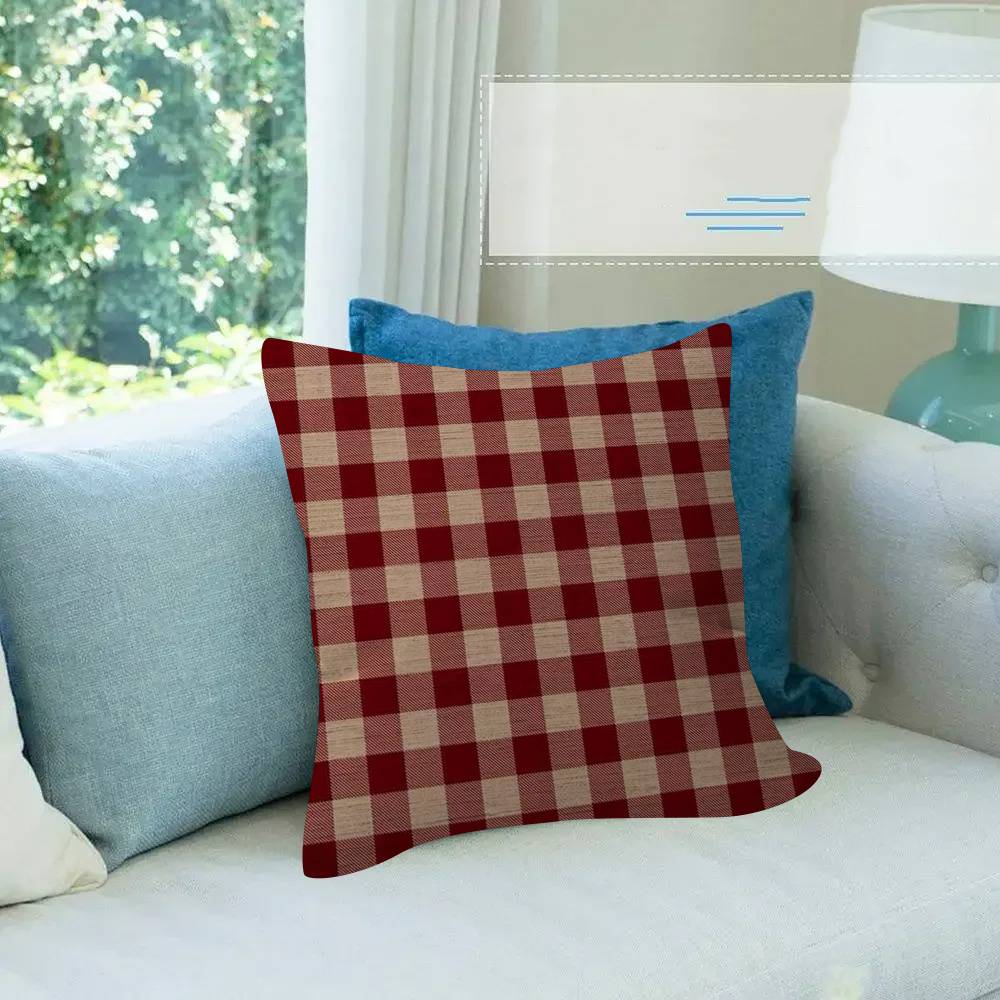 Stripe  Plaid Throw  solid color  Pillow Covers Cartoon Sofa Decorative Home Doublesided Printing Short Plush  Cushion Cover
