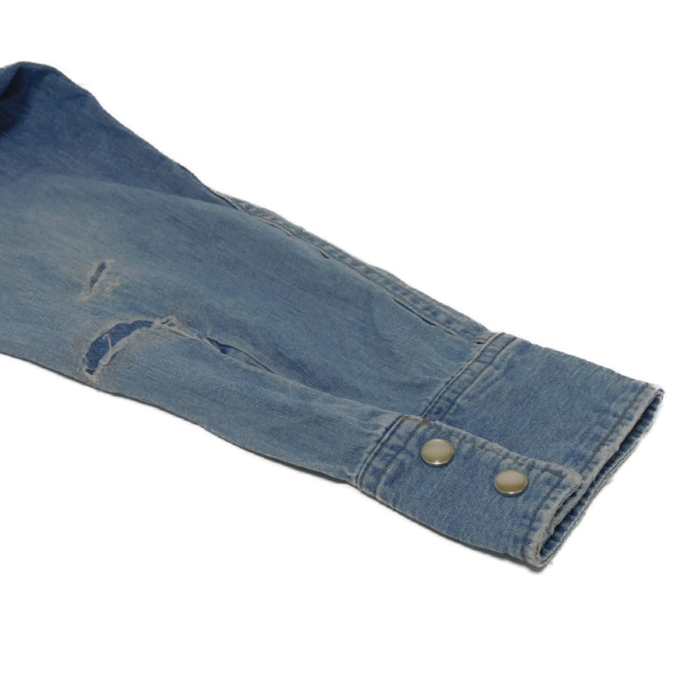 Used 9921 Western Denim Shirt 417374 Y890L 7832 S Crushed 16 Stainless Steel Eddie Era Cotton Washed Blue Men's from