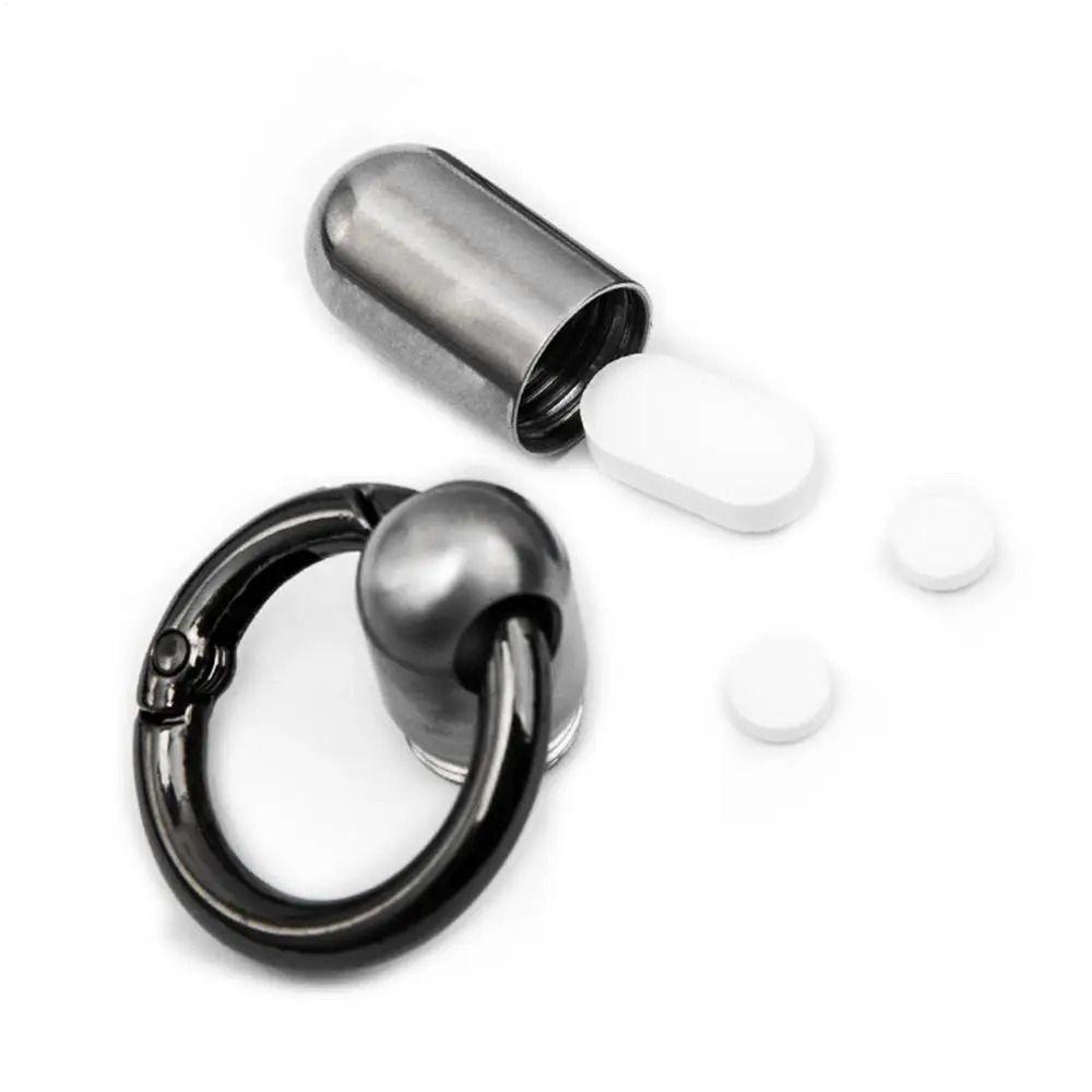 Keyring Attachment Pure Titanium Pill Box Sealed Design Portable Pill Organizer Camping
