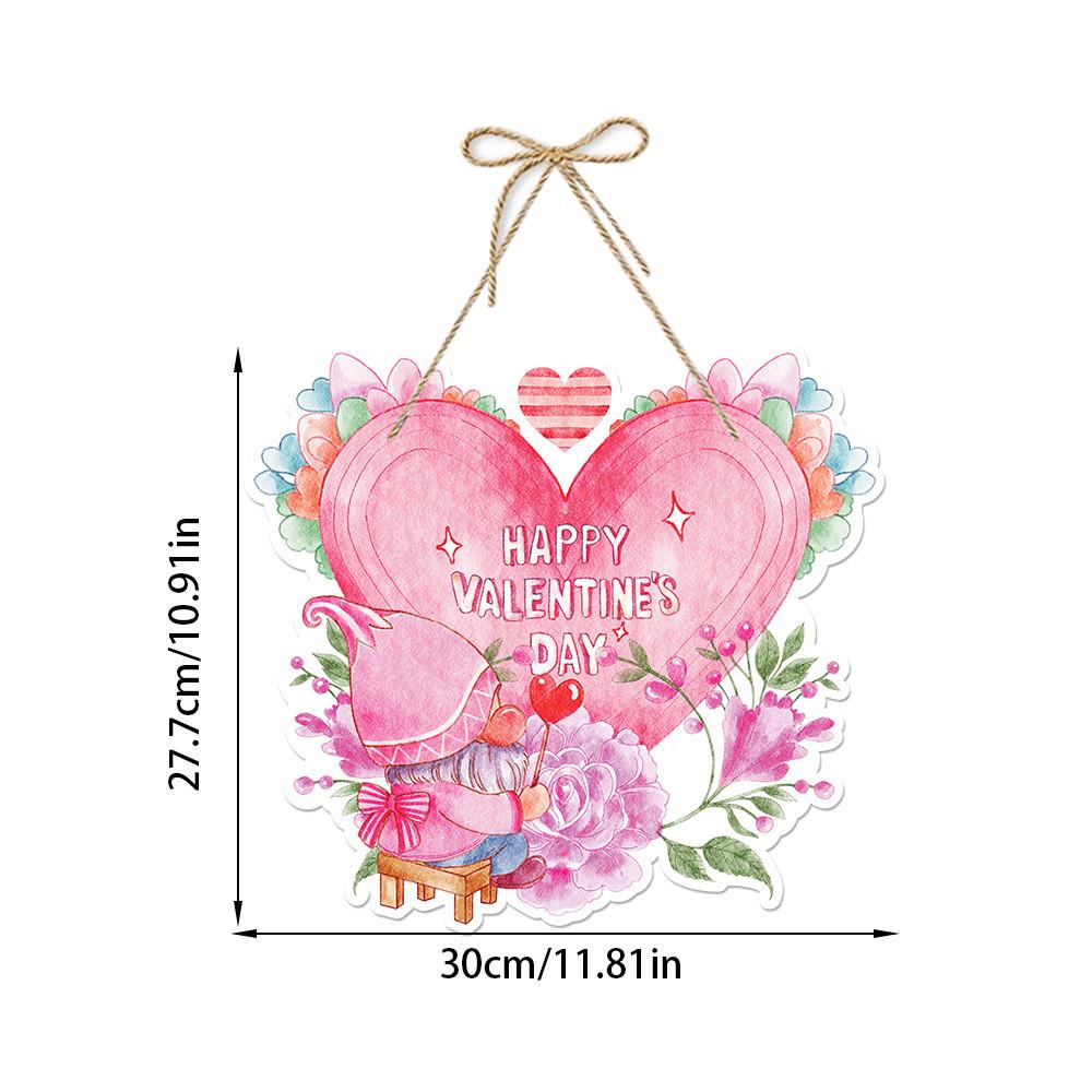 Valentines Pink Day Door Hanging Decor With Flowers Heart Design Party For
