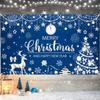2D Blue Christmas with Snowflakes and Stars Photography Background