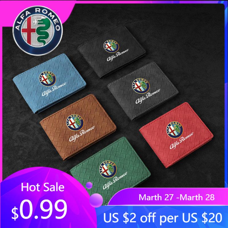 LMRGZ1 For Alfa Romeo Car Driver License Cover Leather Auto Driving Documents Case Credit Card Holder For Alfa Romeo 4C 159 166 Giulia