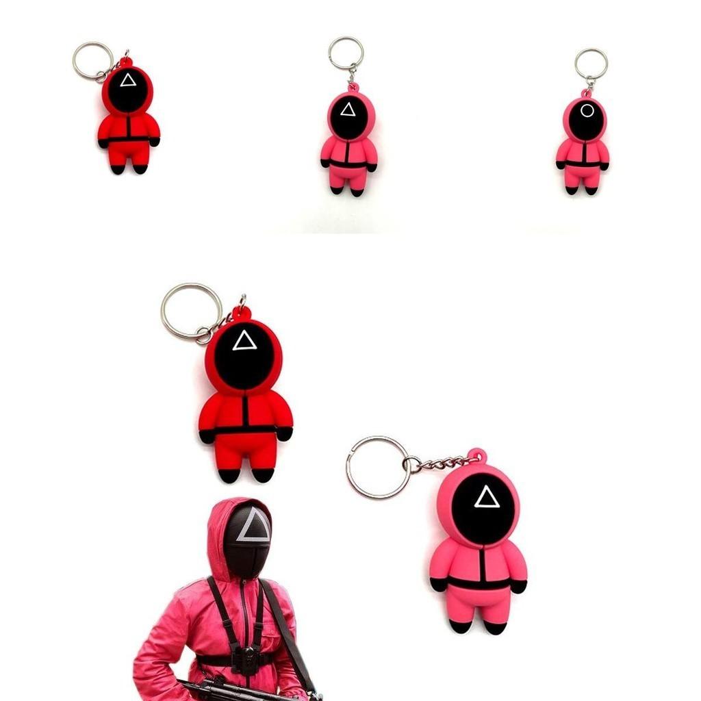 Stylish Squid Game Keychain Red Guard Staff Worker Figure Pendant For Fans