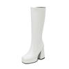 Wasserdichte Tischplatte Dicke Ferse Superhoher Absatz Damen High Boots Quadratische Spitze Seitlicher Reißverschluss Damen Aber Kniestiefel Kniehoch Martin Damenstiefel