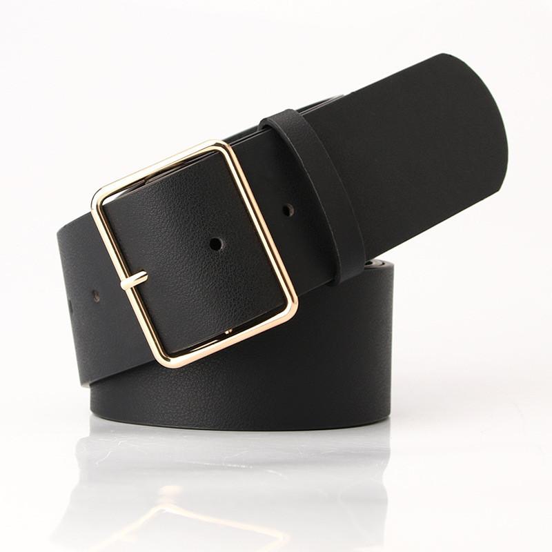Fashion Ladies Leather Waist Belt With Square Buckle For Casual And Office Wear