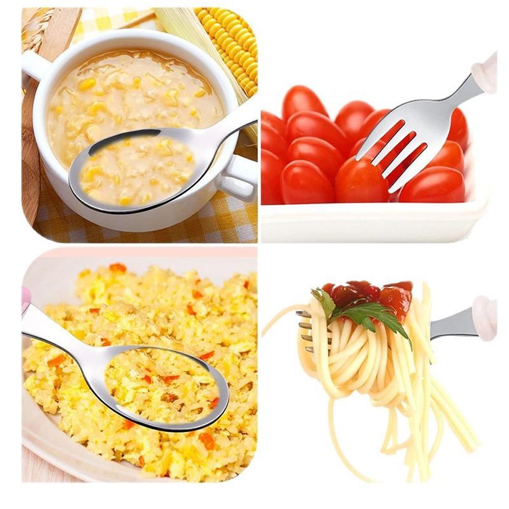 3-Piece Children's Dining Set Spoon Fork Storage Box Portable Kids Tableware Kit