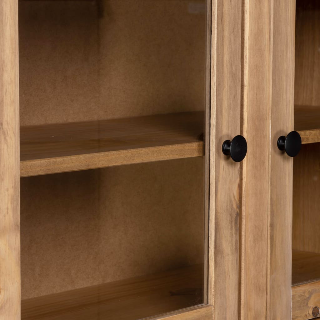 Highboard 93 X 40.5 X 180 Cm Pine Wood Panama Style