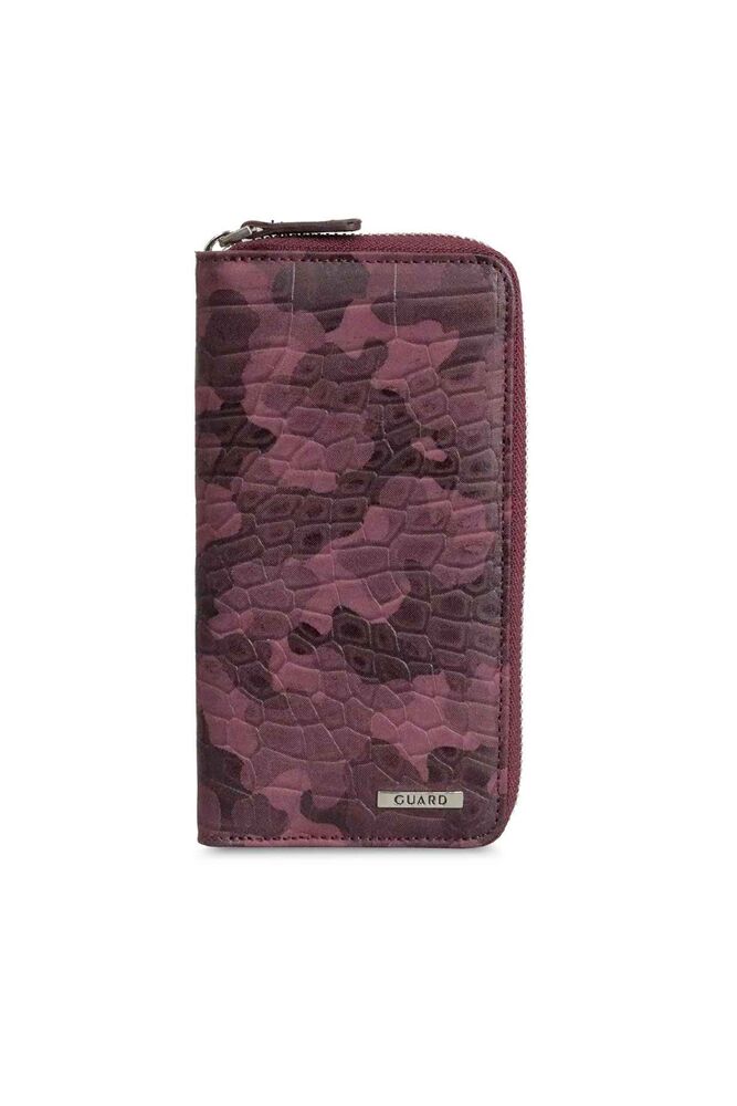 

Guard Burgundy Camouflage Printed Leather Zipper Wallet