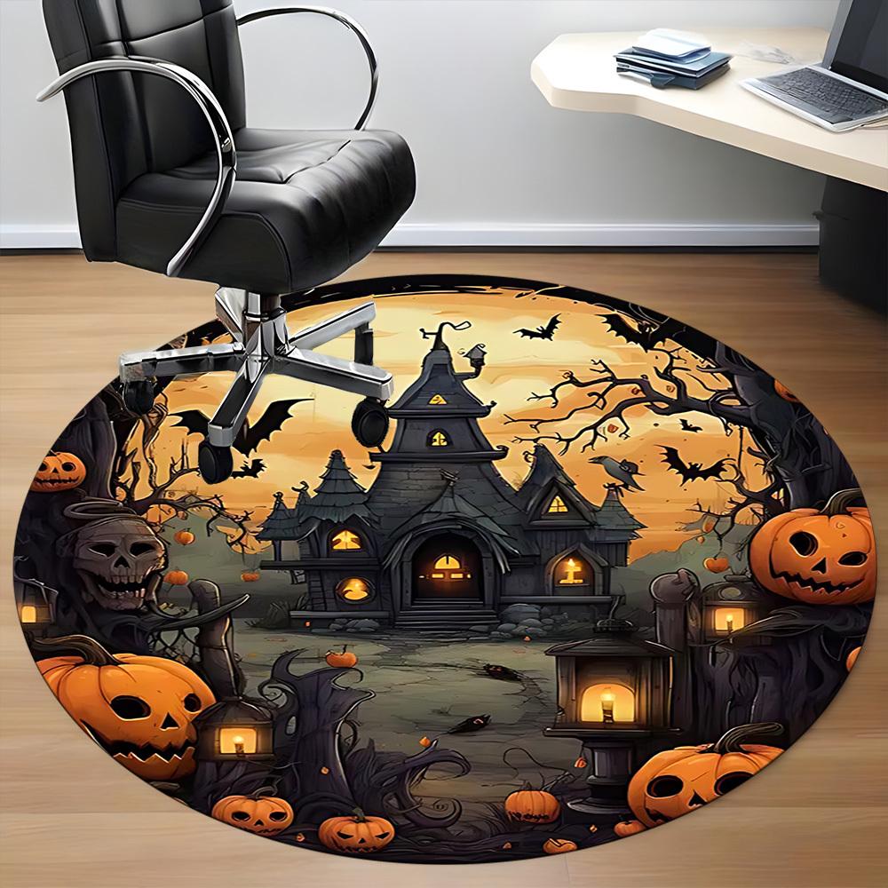 1pc Halloween Haunted Office Round Area Rug, Under Office Chairs Bedroom Living Room Home Decor, Room Deco, Available in Various Sizes