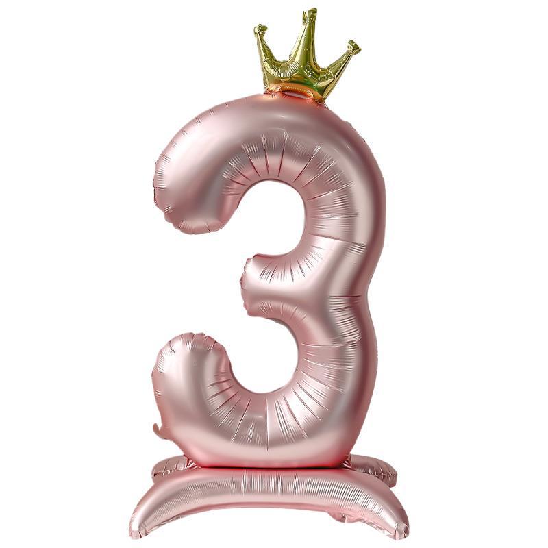 40-Zoll Großer Blauer Folien-Zahlenballon mit Ständer für Dekoration zum 1. Geburtstag