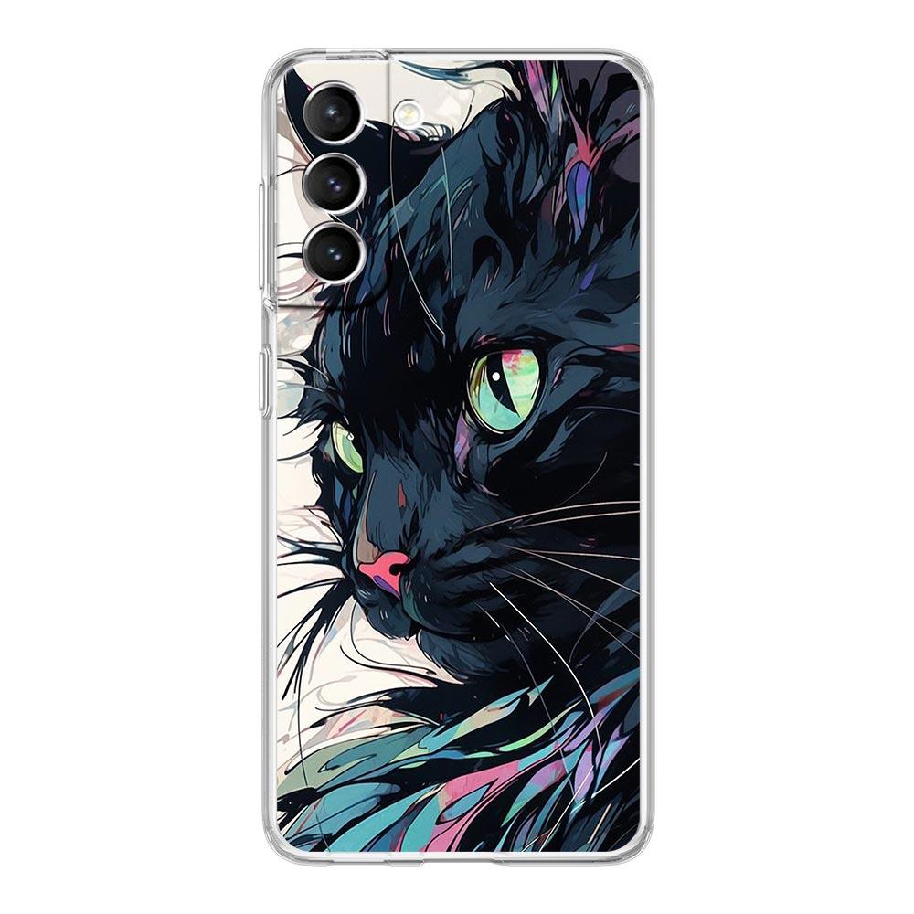 cartoon lovely cat Art fashion Phone Case For Samsung Galaxy S24 S23 S22 S20 Ultra S21 FE 5G S10 S9 Plus S10E S8 Clear Cover