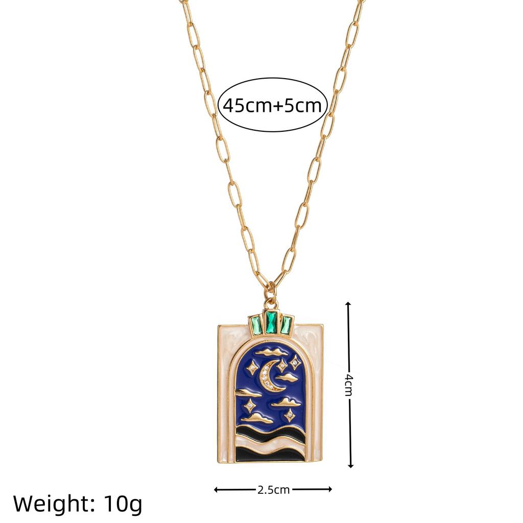 Retro Elements Tarot Card Opening And Closing Necklace Butterfly Rebirth Gate Diamond Pendant Design Sense Heavy Industry Gold-Plated Jewelry