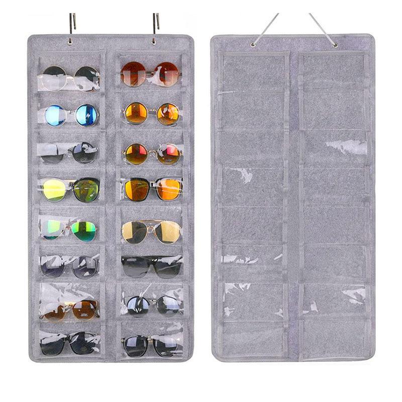 16 Fächer Filz Brillenständer Halter für Sonnenbrillen Brillen Aufbewahrung Display Hängebeutel Wandtasche Aufbewahrungsbox Organizer Taschen