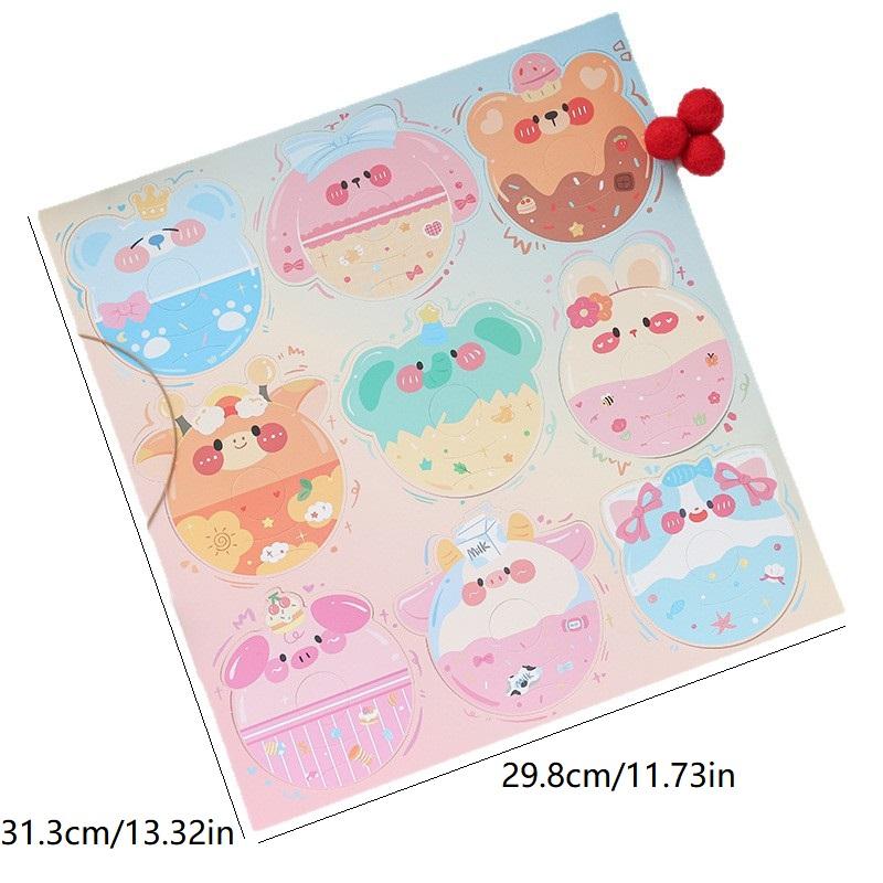 5 Sheets Cartoon Bear Lollipop Cards Multi Bear Heart Paper Cards For Wedding Valentines Day Candy Wrapping Decor Supplies