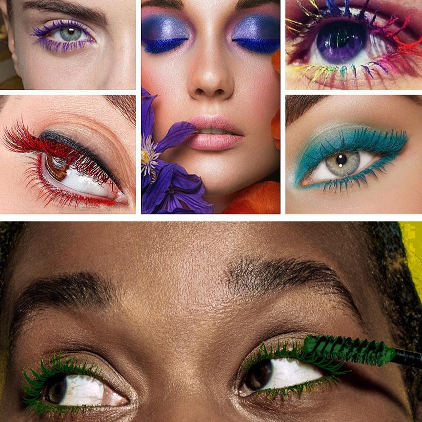 Fit Colors 6 Pcs Colored Mascara Set Waterproof Smudge-Proof Lengthening Thickening Curling Colorful Eye Makeup Kit for Festival Stage Party Women