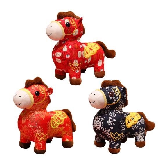 Blessing Horse Plush Toy Chinese Style Stuffed Horse Doll Good Luck