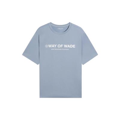 Li Ning Wade Series Buchstaben-Print Lässiges Kurzarm-T-Shirt Herren Tops Soft-Grau-Blau AHSS809-3