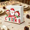 Santa Claus Tissue Organizer Christmas Wooden Holder, Napkin Dispenser with Gingerbread House Elk Seasonal Dining Table Accessory Pattern, Decorative