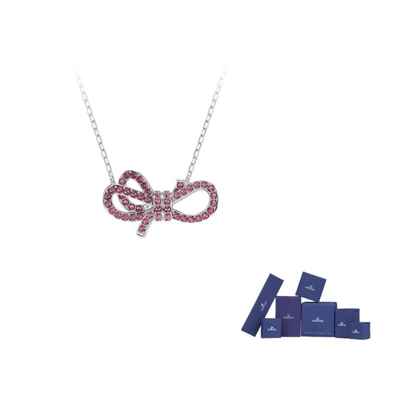 Swarovski Lifelong Schleifenlogo Verziert Rhodinierte Halskette Damen Halskette Rot 5723556 Box (Random Color) white