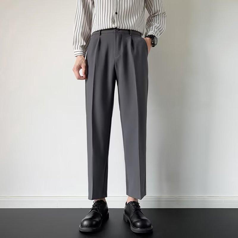 Light and mature pants men's autumn new ins trend loose and drape straight pants fashion solid color nine-point casual pants