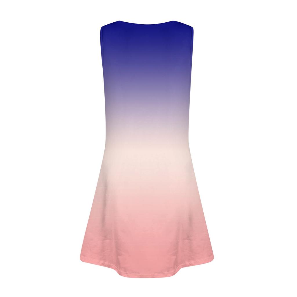 Children's Sleeveless U-neck Summer Gradient Color A-line Casual Holiday Dress