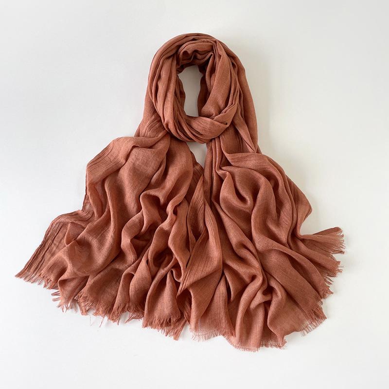 180 * 90 Cotton And Linen Scarf Sunscreen Folds Solid Color Human Cotton Silk Scarf Shawl Multi-Color Yarn Headscarf Women