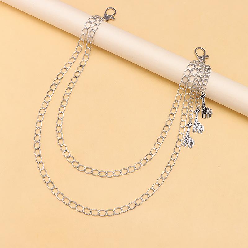 Double Headed Rivet Pentagram Pants Chain For Men Women Multi-Layer Waist Chain Fashion Hip-Hop Punk Metal Pants Chain Gifts