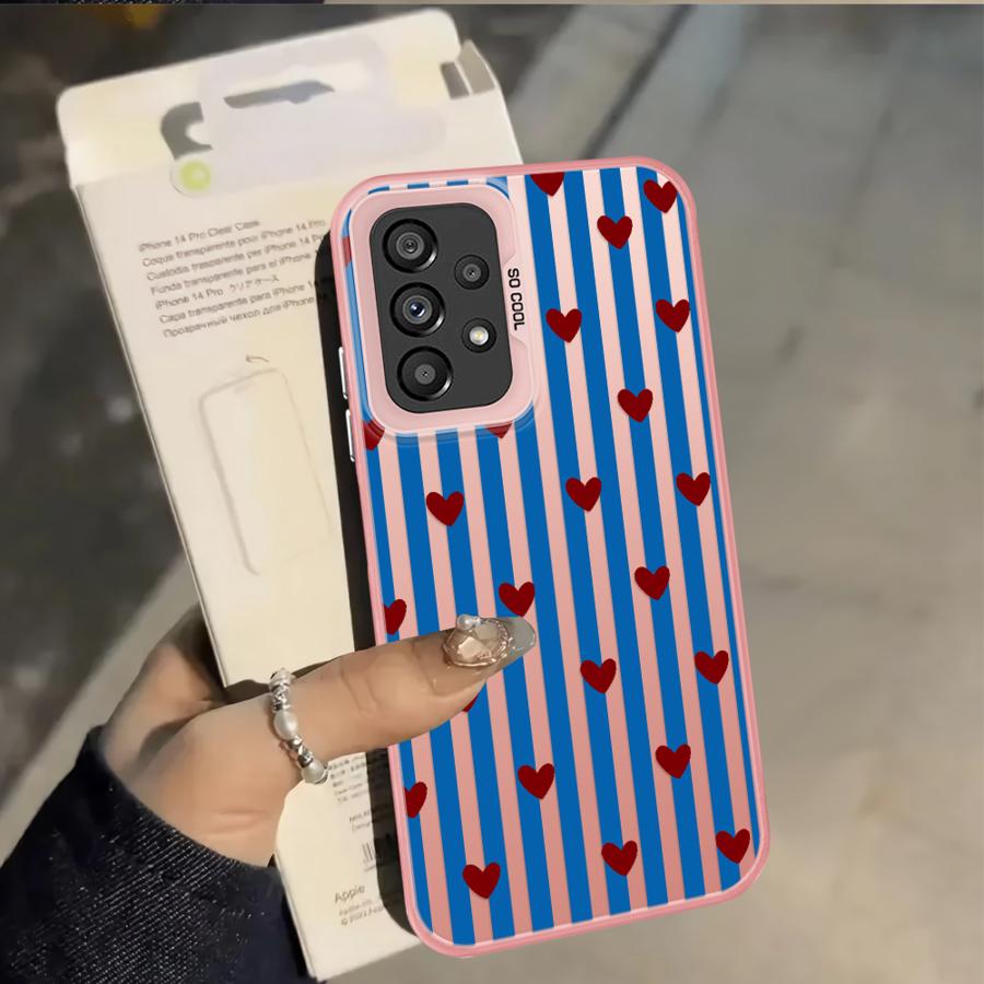 Case for Samsung Galaxy A12 A26 A13 A14 A17 A20s A31 A24 A25 A21s A23 A34 A15 A16 A35 Phone Cover Stripe Love Heart
