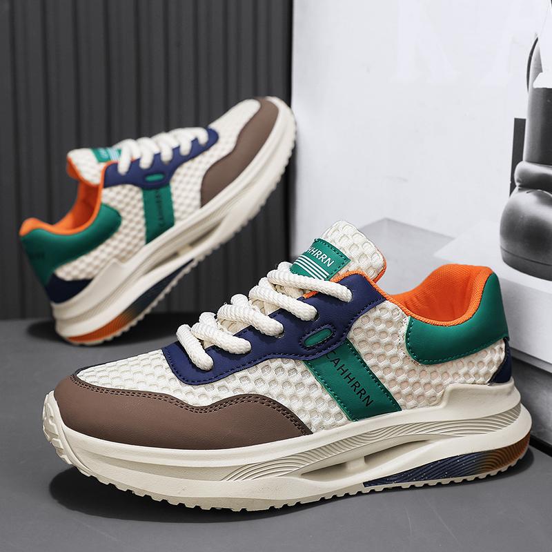 Fashion Breathable Mesh Men's Sports Shoes Korean Version Youth Casual Shoes Versatile Running Flats Comfortable Insoles Board Shoes