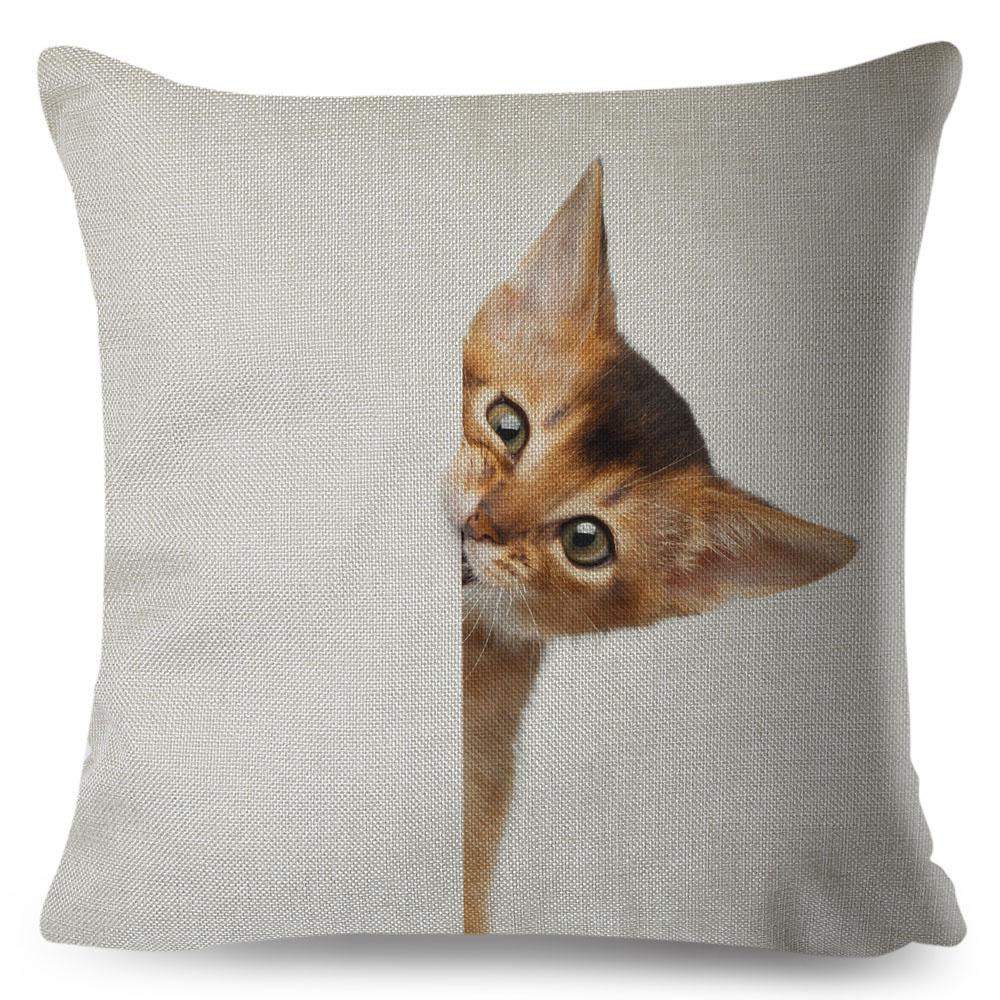 Cute Cat Pillowcase Decor Lovely Pet Animal Print Cojines Cushion Cover Polyester Pillow Case for Home Sofa Children Room 45x45