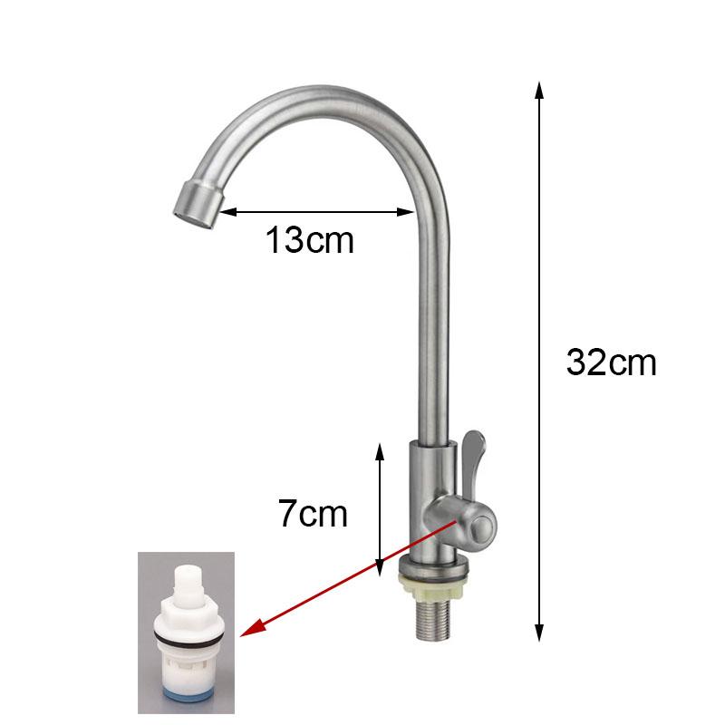 Kitchen Faucet Sink Sprayer Swivel Spout Brushed Stainless Steel Mixer Tap Single Cold Water Deck Mounted Kitchen Sink Tap