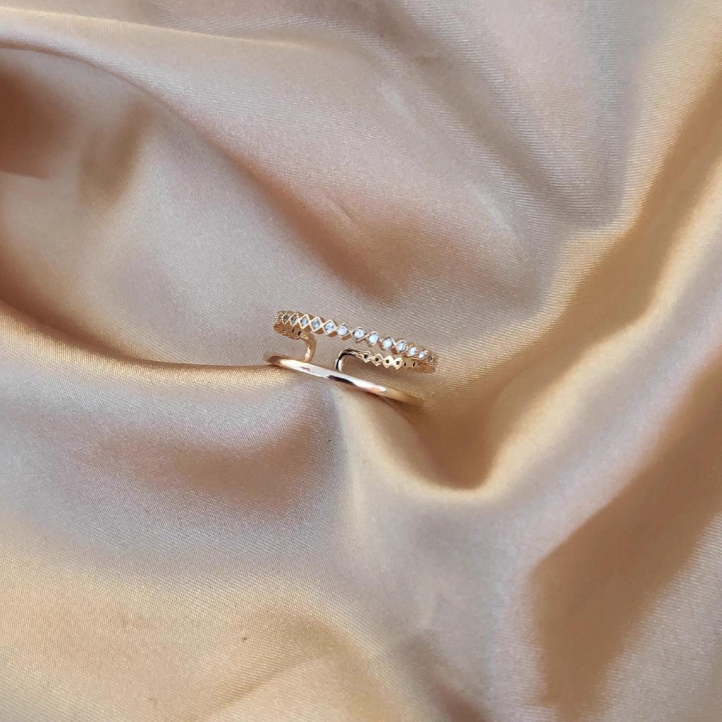 Superior Zirconia Ring Female Light Luxury Niche Exquisite Design Sense of Fashion Personality Open Index Finger Ins Tide Everyday Dainty Ring