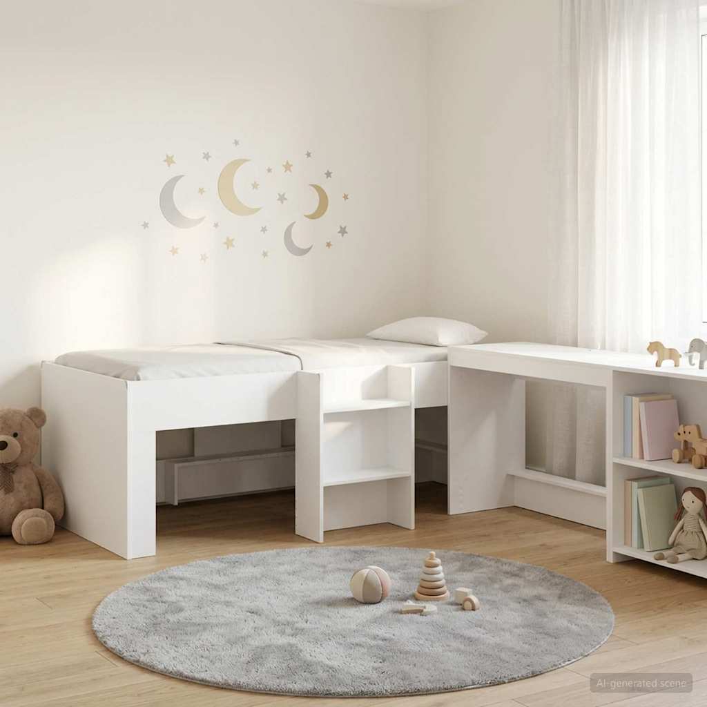 Hochbett mit Schreibtisch für Kinder Weiß 80 x 200 cm