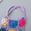 Country Style Crochet Shoulder Bag for Women Girl Knitted Handbag Colorful Tote Bag Travel Hobo Bag Shopping Dating Bag