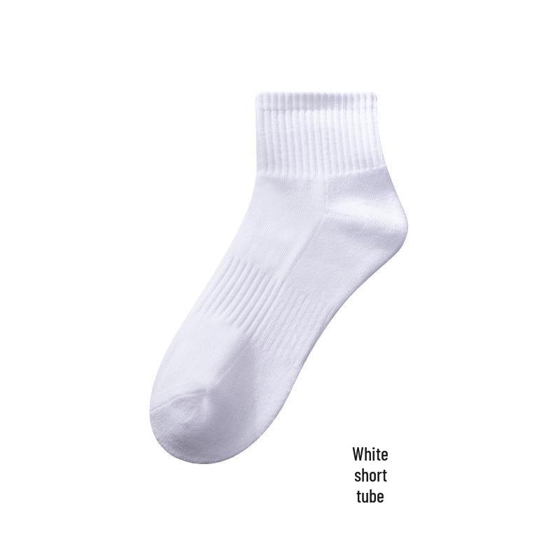 Zhuji Herren Sportsocken aus dicker Baumwolle, mittellang - Geruchshemmend & Schweißabsorbierend, Weiß, für Herbst/Winter.