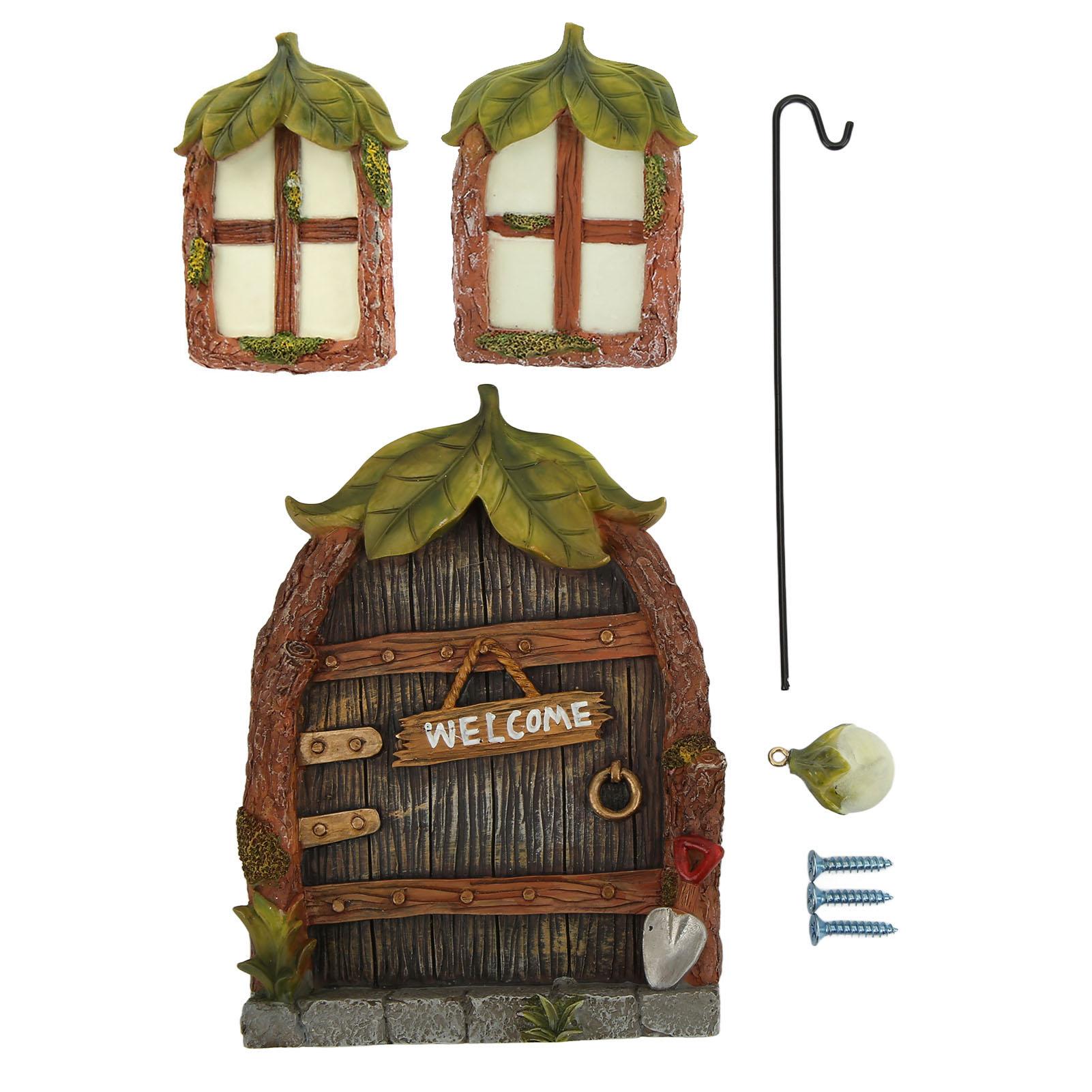 

Миниатюрный набор окон и дверей, комплект для украшения садового домика в стиле ретро с подвесными винтами для улицы