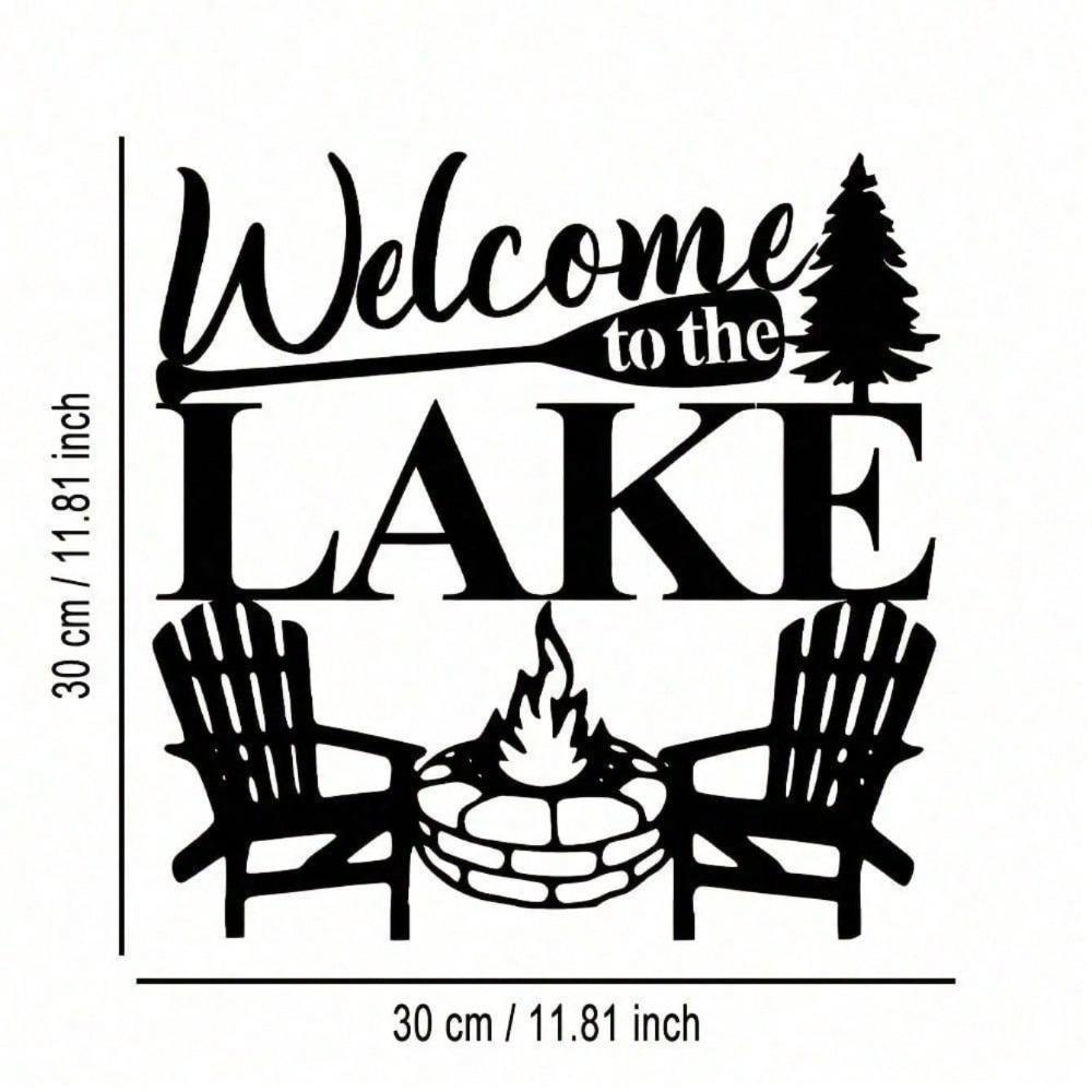 Lake Abstract Metal Wall Art Halloween Christmas Decor Waterproof Rustproof Modern Home Office Gift