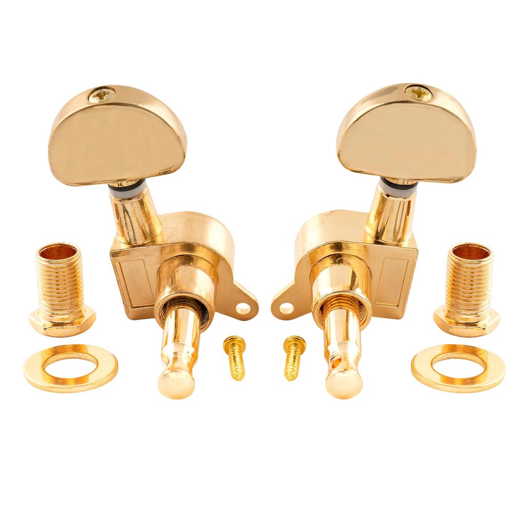 Musiclily Basic Guitar Tuners for Buttons L3+R3 LP/SG Electric/Acoustic Guitars, Gold/Half-Moon